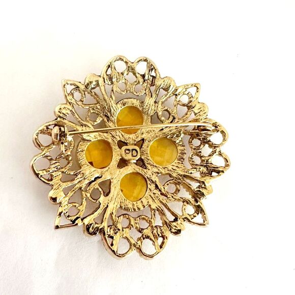 Premier Designs Daybreak Pin Topaz Colored- Goldtone - Crystals - Picture 3 of 4